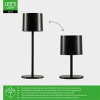 LED's Light Tafellamp op accu - oplaadbaar en draadloos - voor binnen en buiten - 3 kleuren - Zwart Tafellampenen led.gl