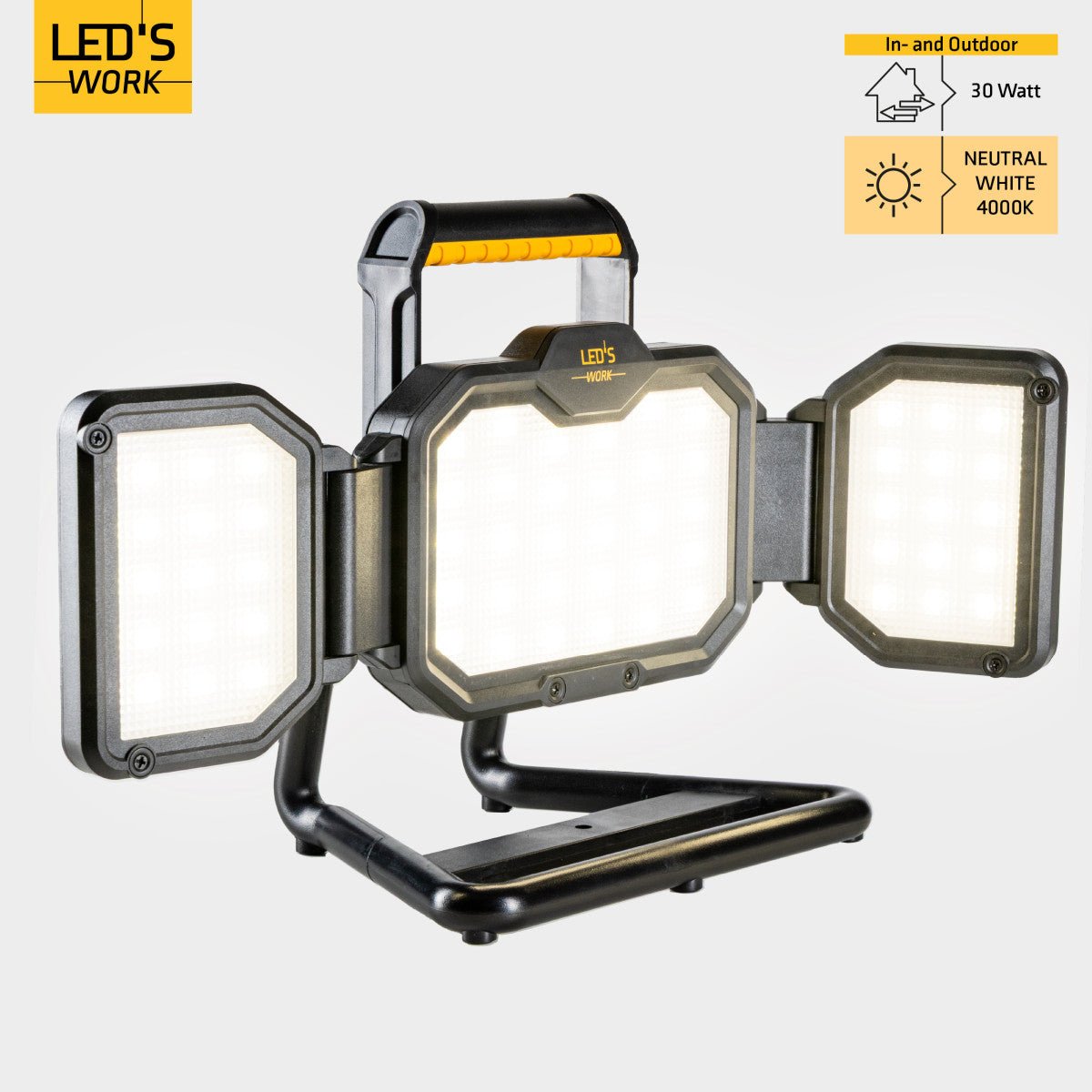 LED's Work LED Bouwlamp Werklamp Oplaadbaar 4000lm 30W Opvouwbaar & Compact Werklampen led.gl