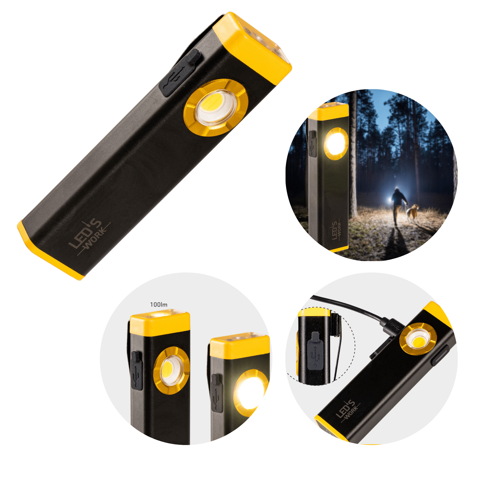 LED's Work Oplaadbare LED Mini Zaklamp met 3 lichtstanden (100, 500 en 700 Lumen) Zaklampen led.gl