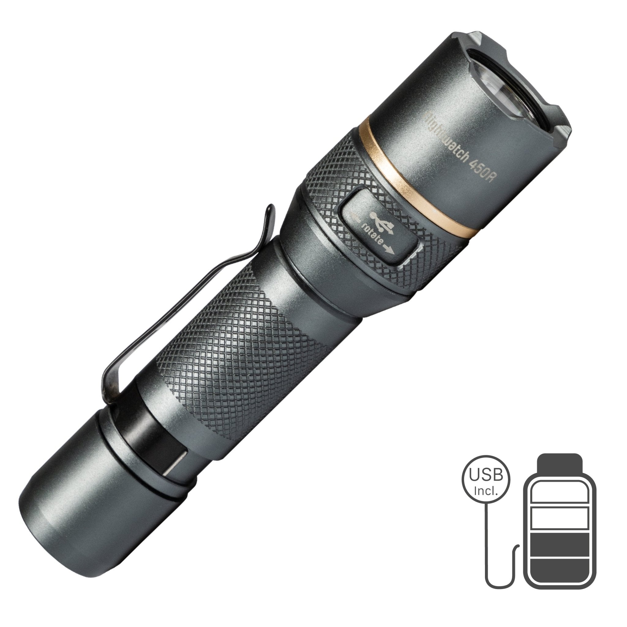 LED's Work Oplaadbare LED Zaklamp - 450 Lumen - IPX7 Waterdicht - Met 3 lichtstanden led.gl