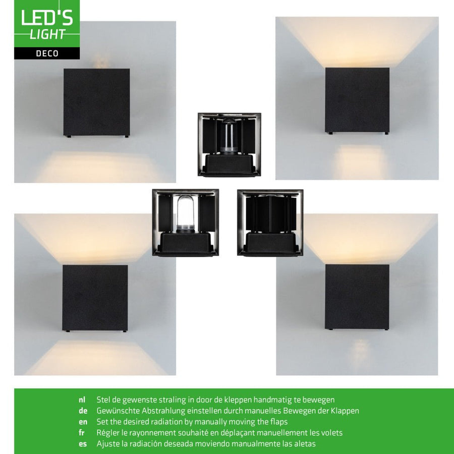 Lumo Cube Zwart - Wandarmatuur zonder lichtbron - Excl 1xG9 - IP65 Wandlampen led.gl