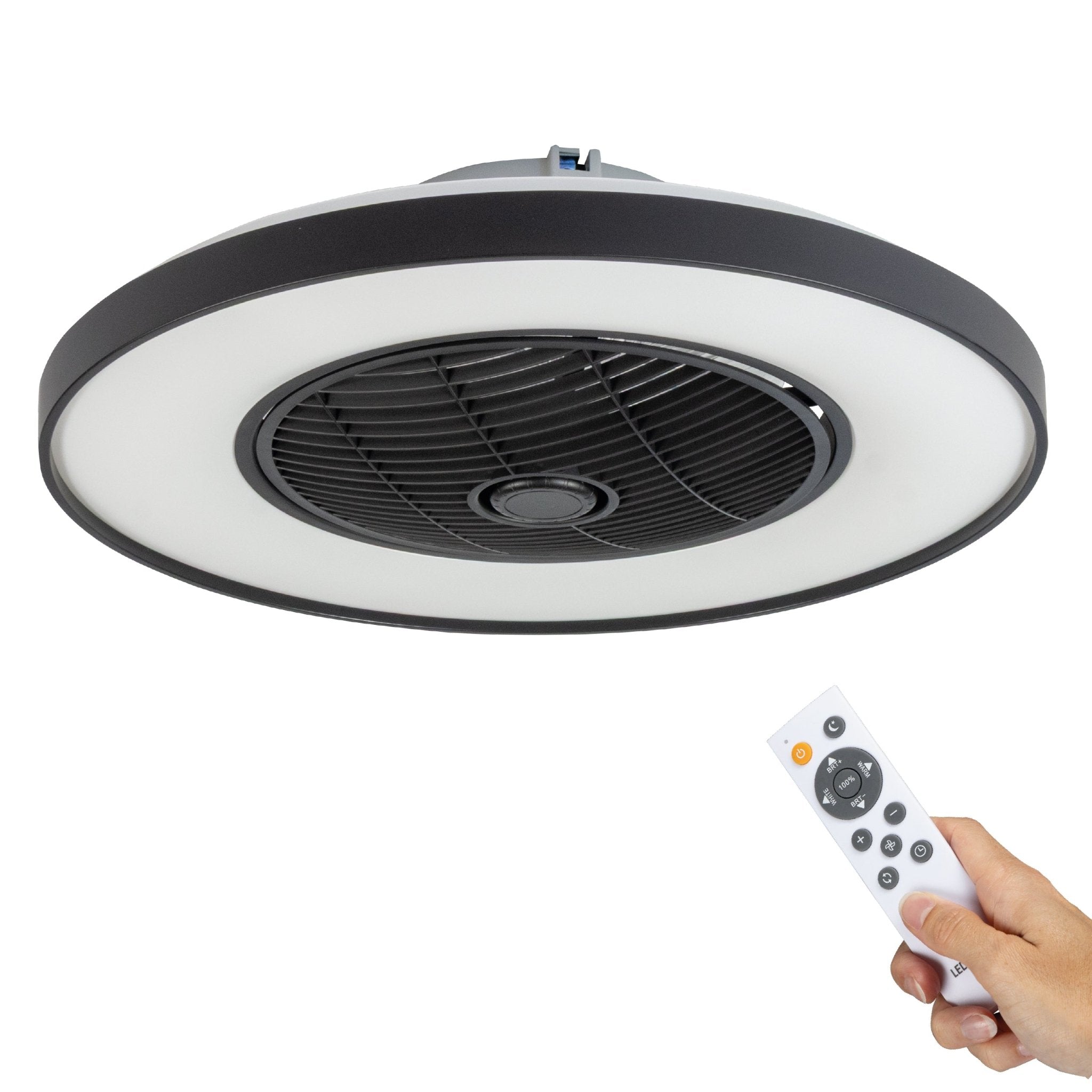 Proventa 3D Air Plafondlamp met Ventilator 60cm - Full room luchtcirculatie - Zomer & Winterstand – Licht en kleurtemperatuur instelbaar Plafondventilatoren led.gl