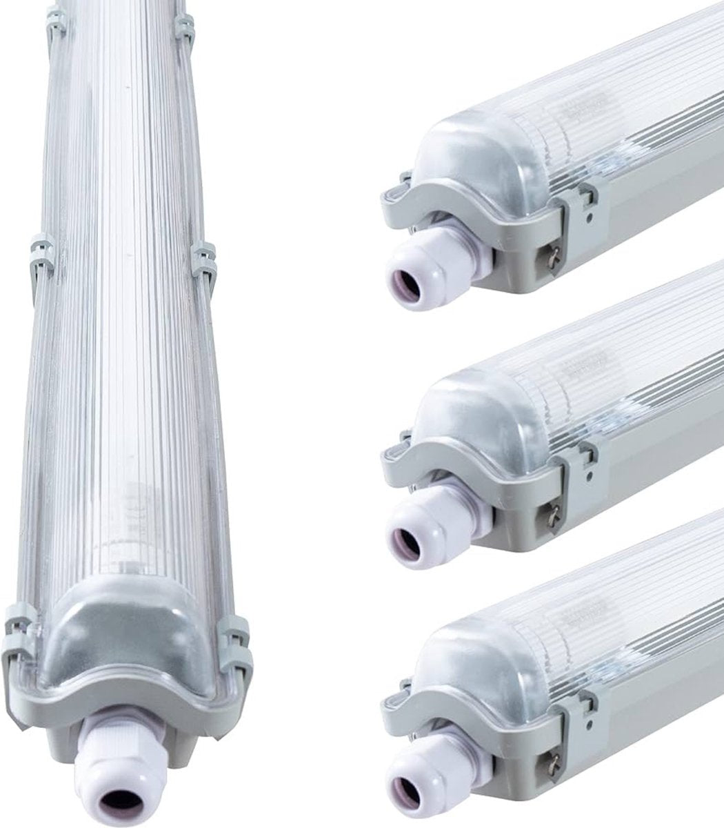 Proventa LED TL armaturen met lampen 120 cm - Koud wit licht 6500 K - Waterdicht - Complete set - 4 stuks TL verlichting led.gl