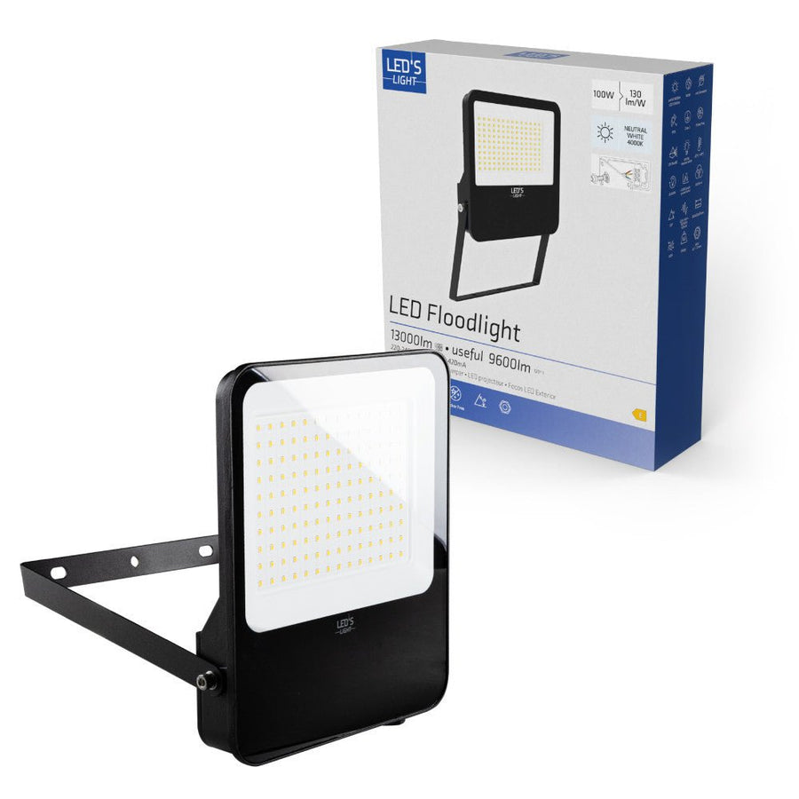 LED's Light Schijnwerper floodlight - 100W 9600lm 4000K - Zwart - IP65 Schijnwerpers led.gl