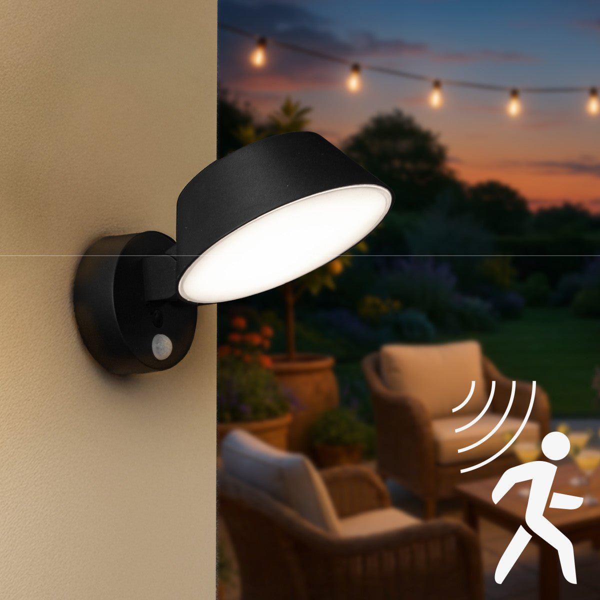 Solar Wandlamp Buitenlamp met Bewegingssensor - 350lm - 4000K - Zwart - IP54 - Sensor led.gl