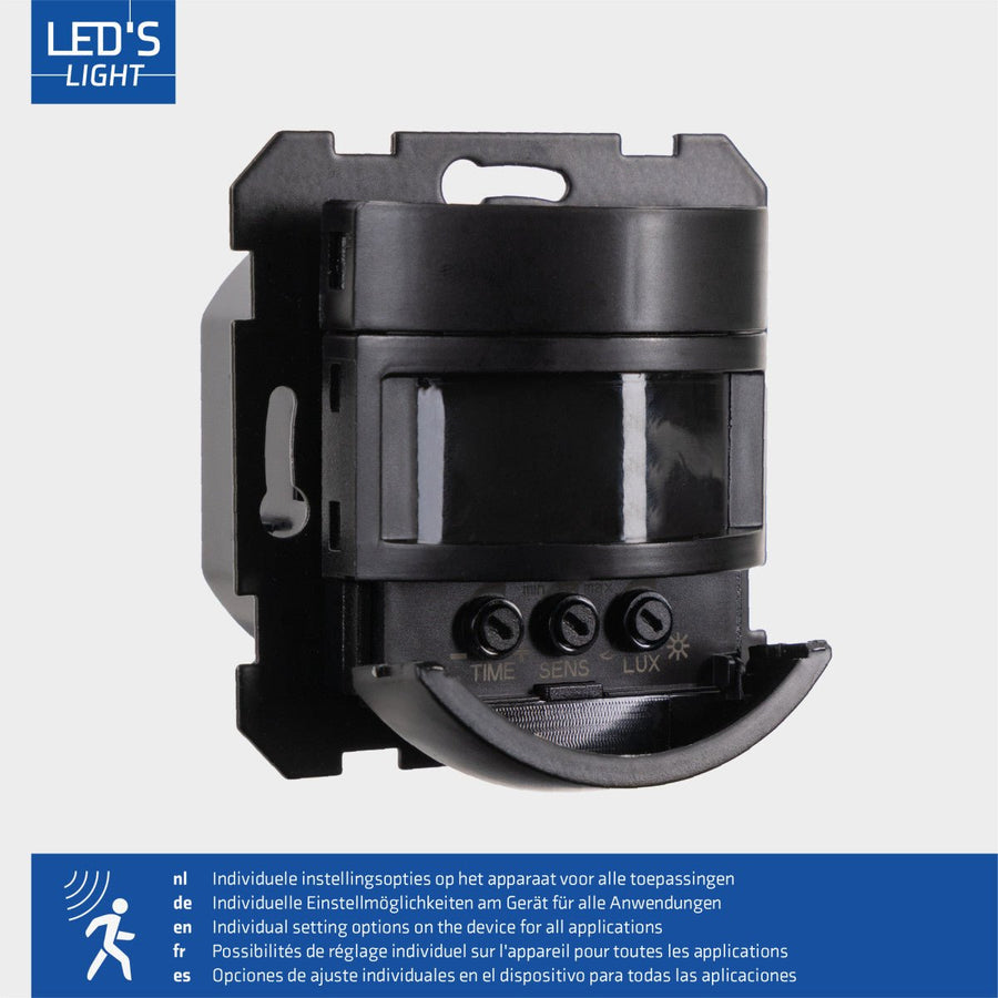 Wandschakelaar met Bewegingssensor - 55 x 55 mm inbouw - Compatibel met LED - Zwart led.gl