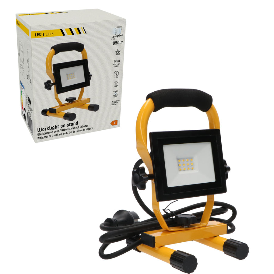 LED's Work - AC Werklamp - 10W 850lm 4000K Compacte LED Bouwlamp - Inklapbaar & Draaibaar Lichtbronnen led.gl