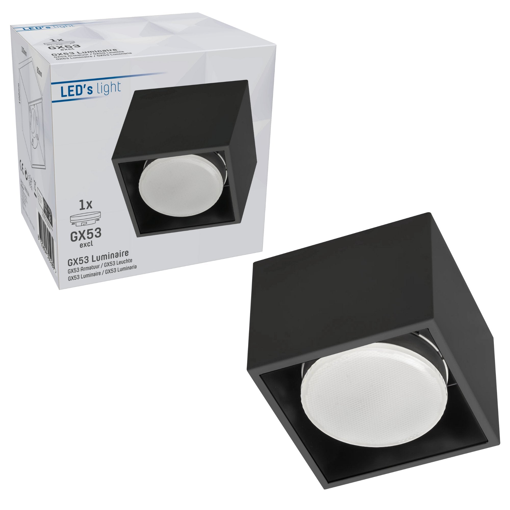 Cube Plafonniere met 1 lichtpunt - Draaibaar licht - Staal - 10 x 8 cm - Zwart Plafondlampen led.gl