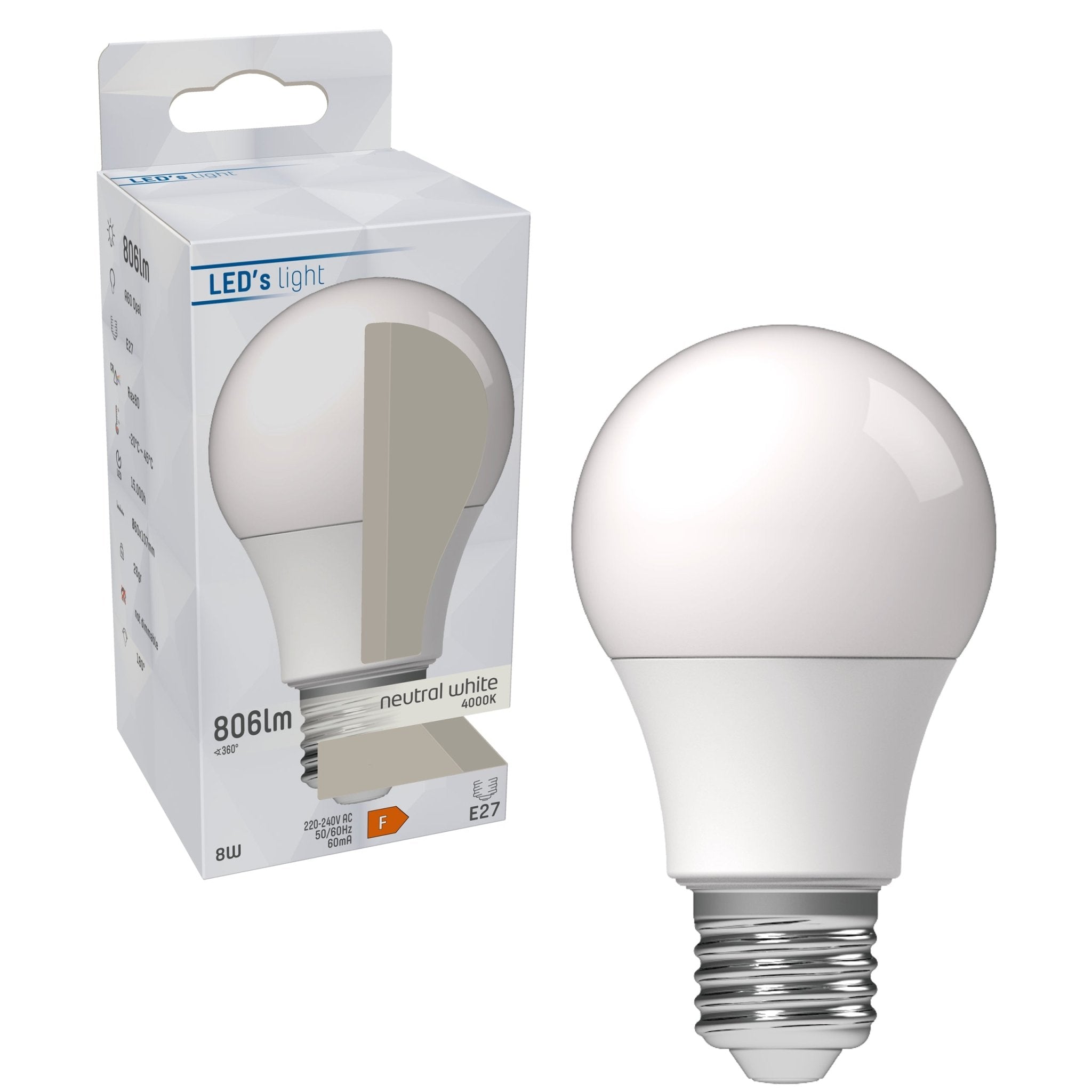 LED Lamp E27 - 806 lm - Koud wit licht - 1 lamp Lichtbronnen led.gl