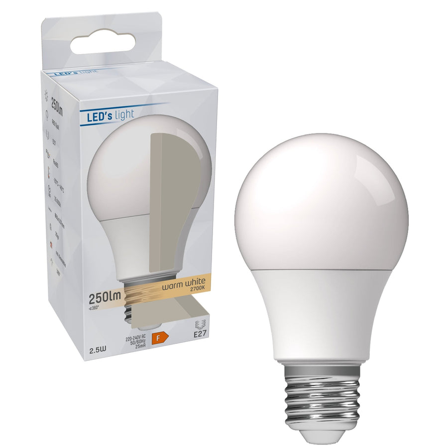 LED Lamp E27 - Mat - Warm wit - 2.5W vervangt 25W Lichtbronnen led.gl