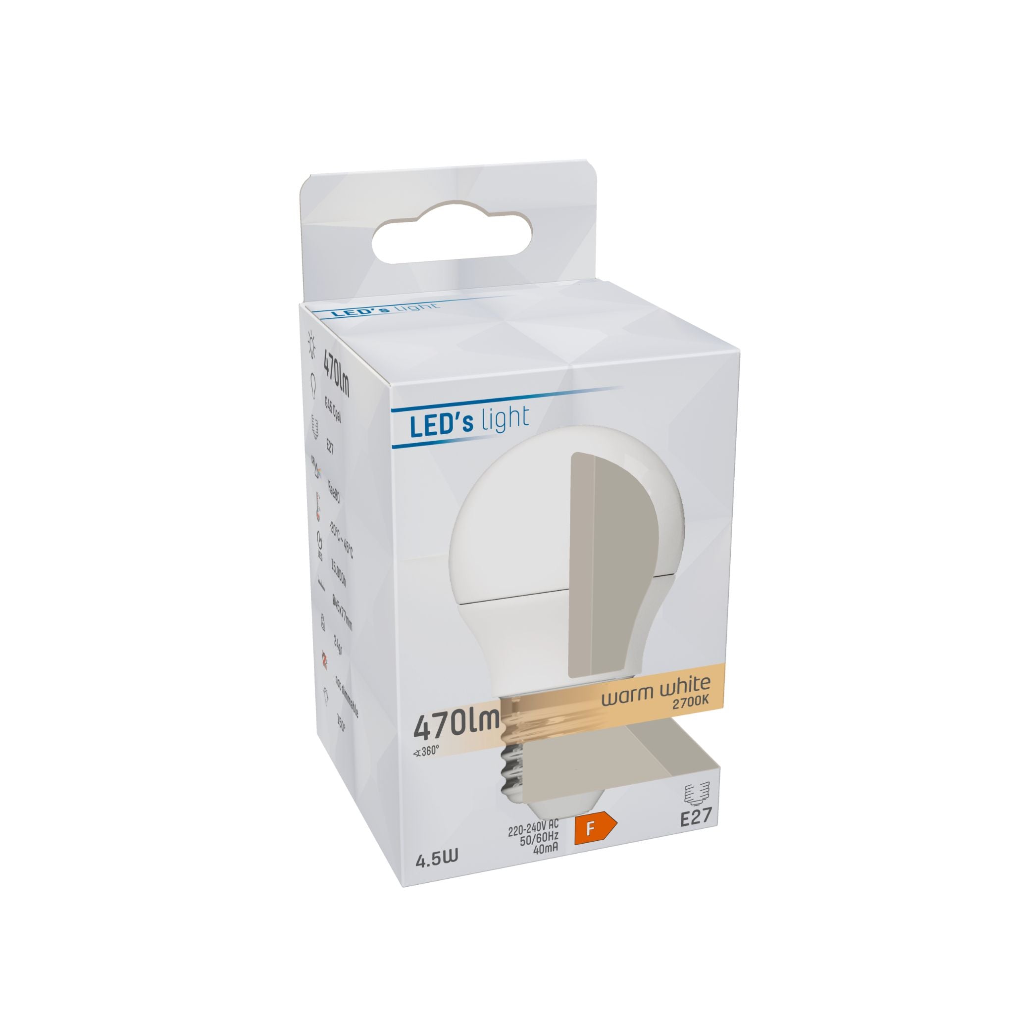 LED E27 Lamp - 470 lm - Warm wit licht - 1 lamp Lichtbronnen led.gl