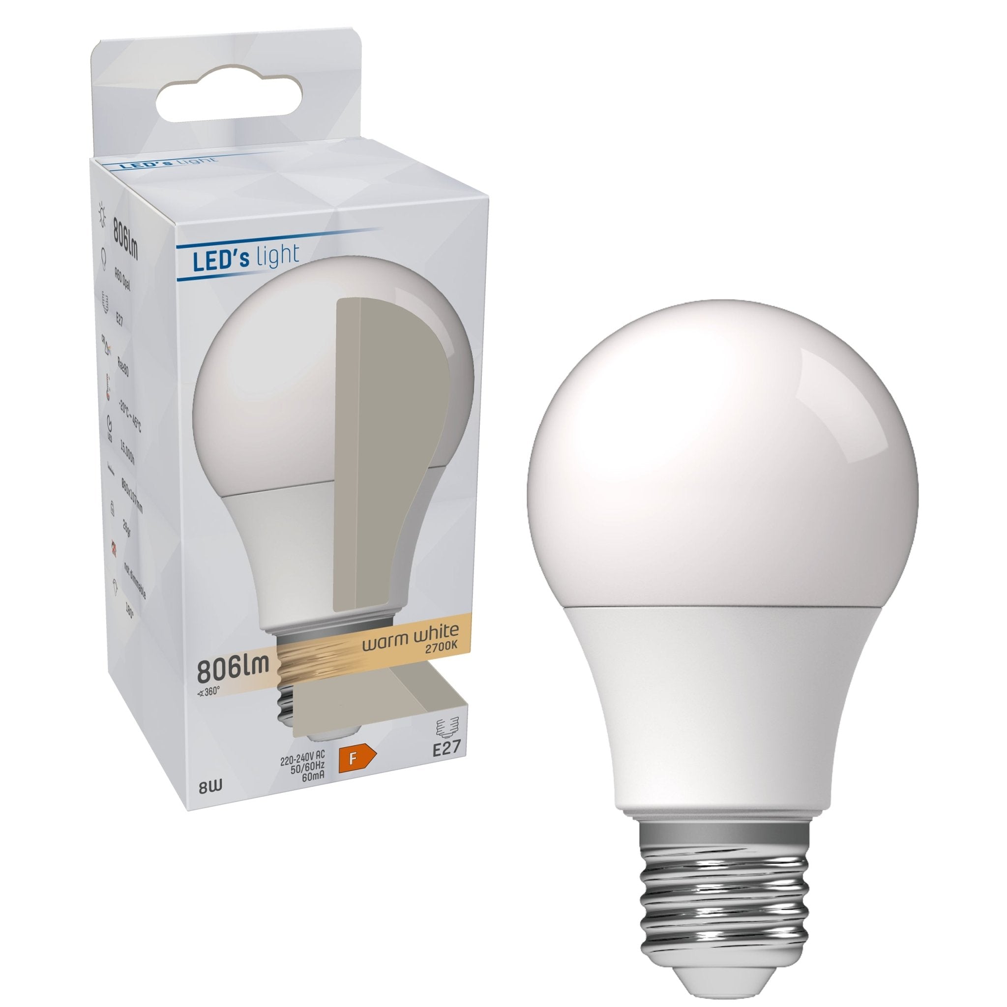 LED Lamp E27 - 806 lm - Warm wit licht - 1 lamp Lichtbronnen led.gl