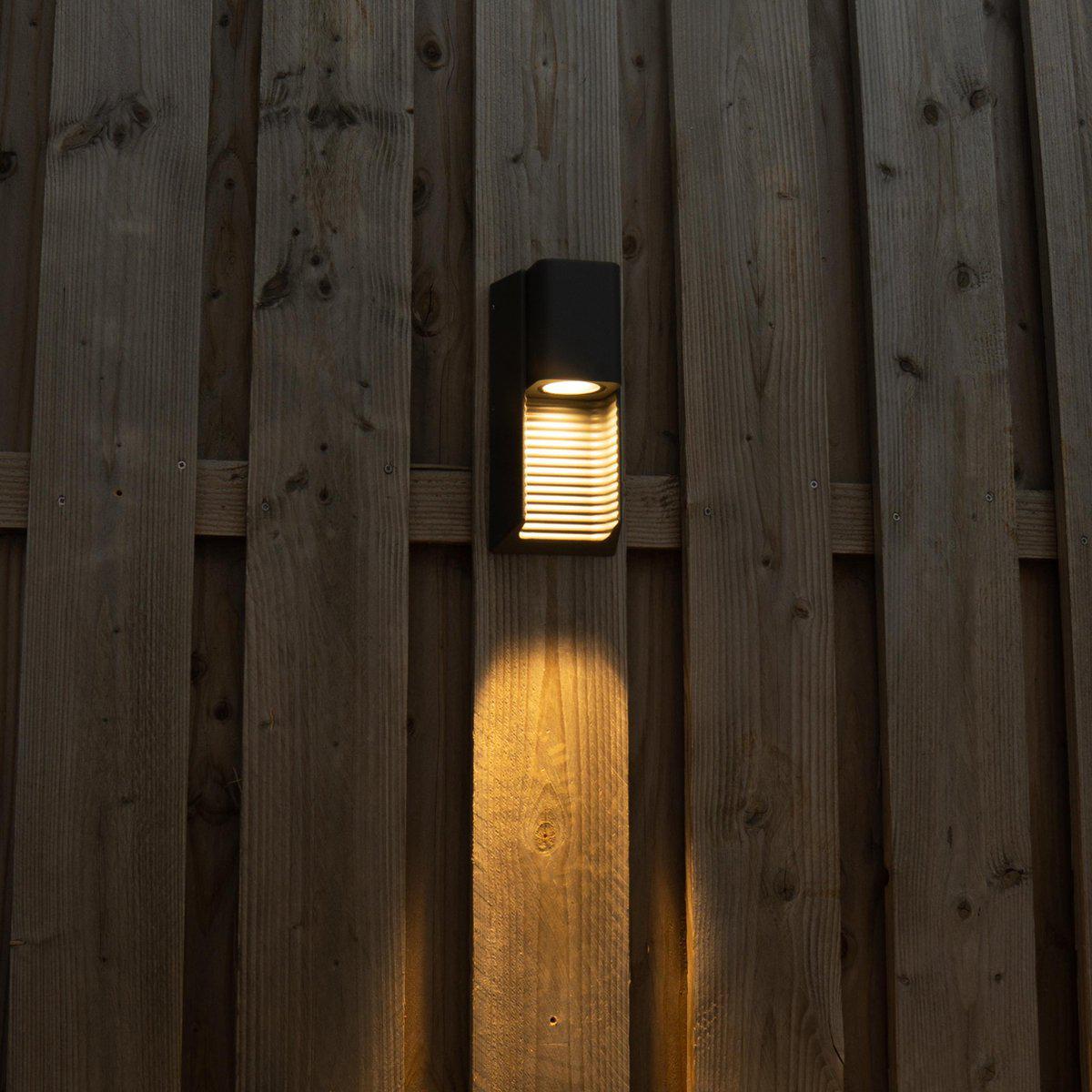 2 pack - LED Muurlamp buiten met GU10 fitting - Strepen - Rimini - IP44 - Antraciet Wandlampen led.gl