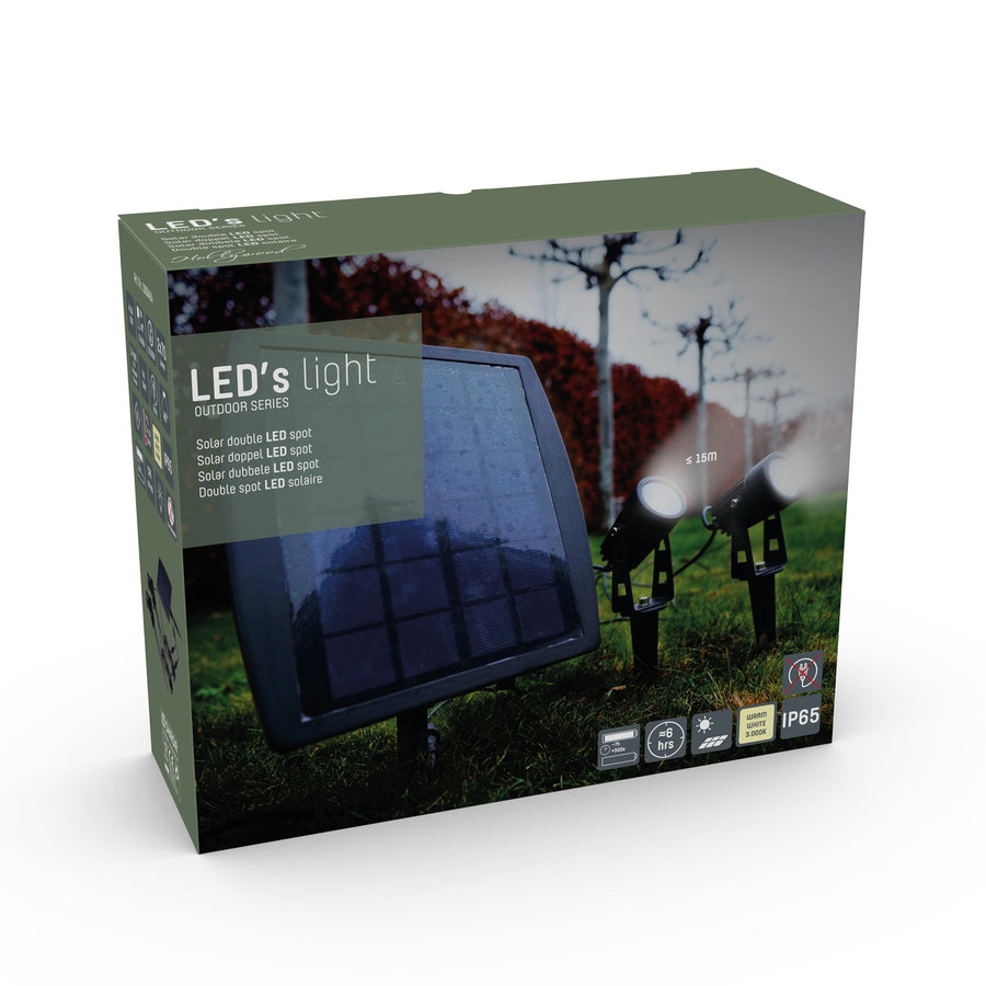 LED's Light Solar LED Tuinlamp met zonnepaneel en grondspies - Automatisch aan en uit - Met sensor - IP65 waterdicht Spotjes led.gl