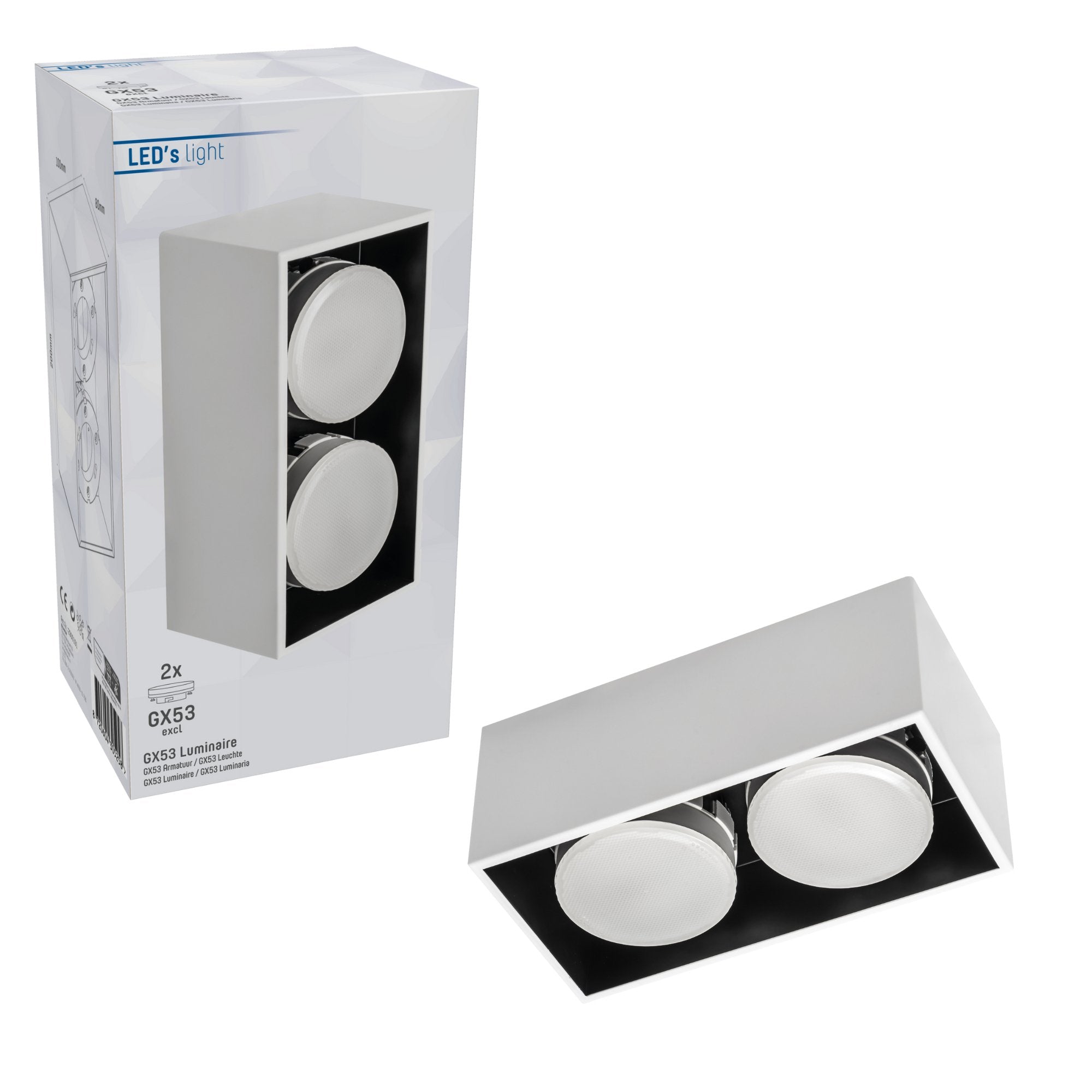 LED's Light Cube LED Plafondlamp - 2 lichtpunten - Draaibaar licht - Staal - 20 x 8 cm - Wit Plafondlampen led.gl