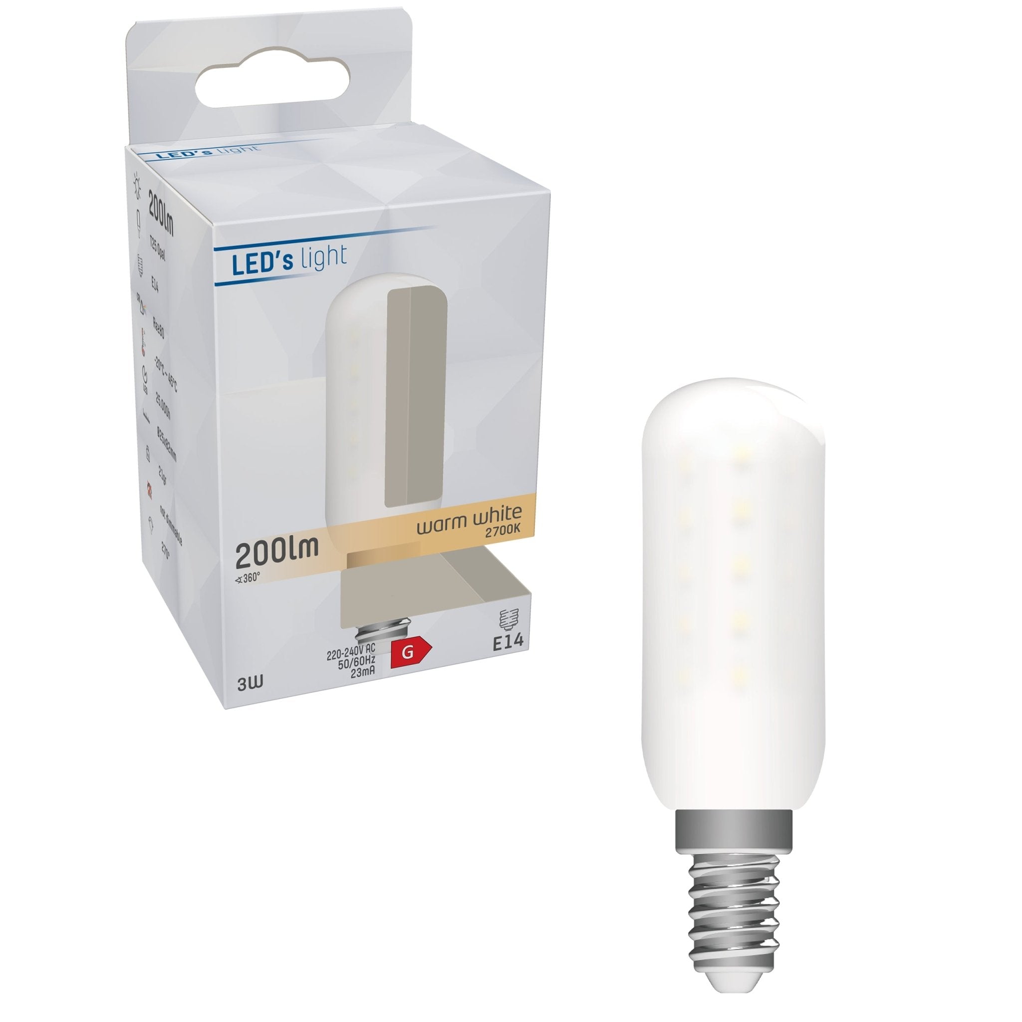 LongLife LED Lamp E14 - T25 - Geschikt voor koelkast en afzuigkap - Warm wit - 3W (20W) Lichtbronnen led.gl