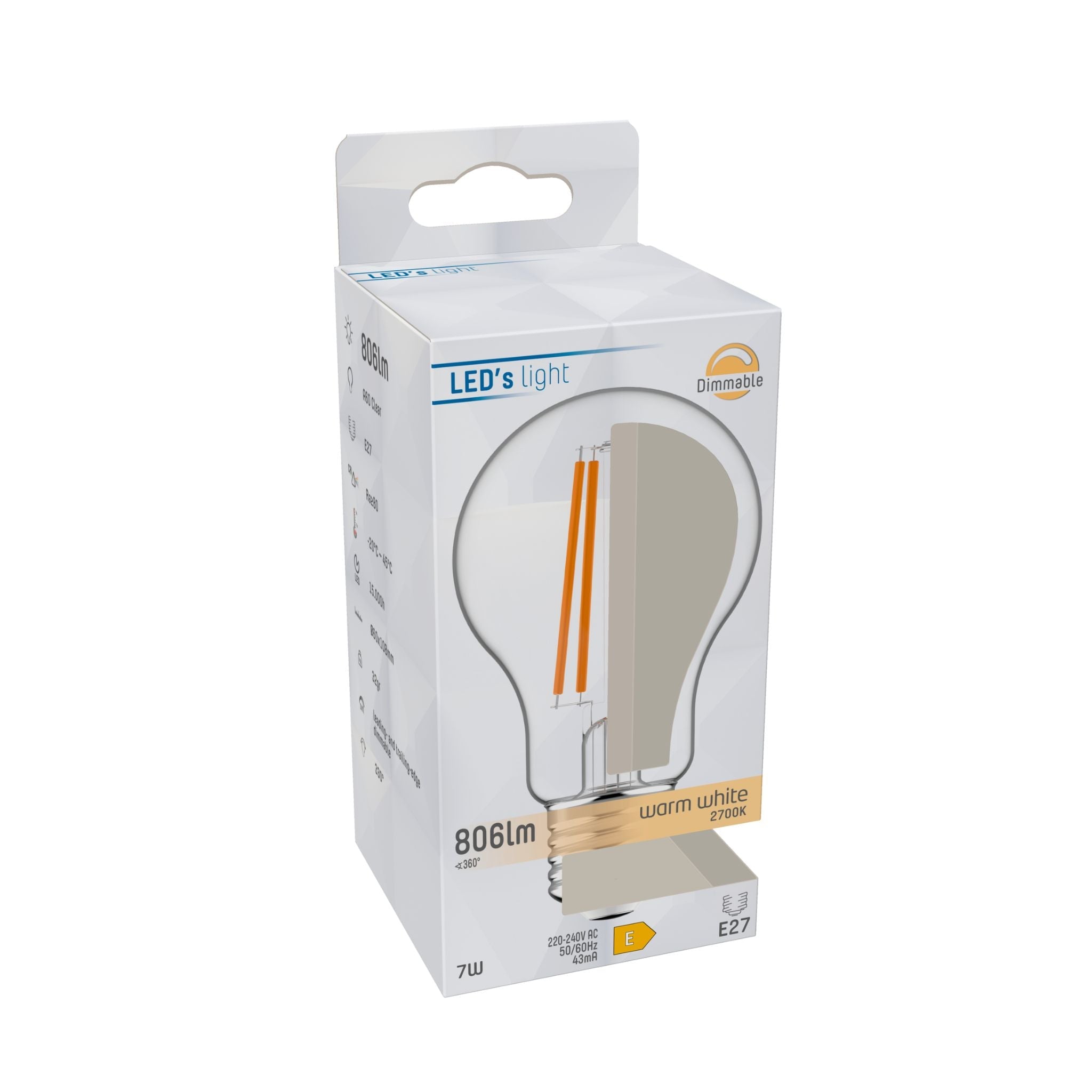 ProDim LED Filament Lamp E27 - Helder - Dimbaar warm wit licht - 7W vervangt 60W Dimbare filament lampen led.gl