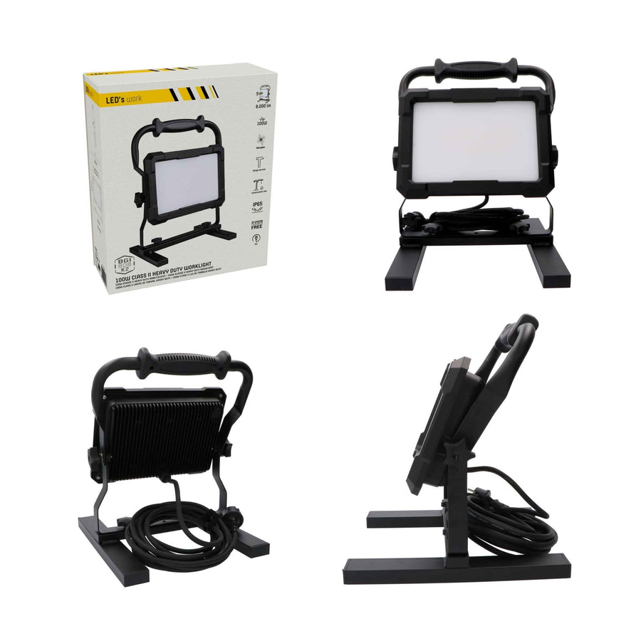 Professionele LED bouwlamp 100W – Rough Service Tested – 5 meter snoer – 9000 lumen – IP65 Bouwlampen led.gl