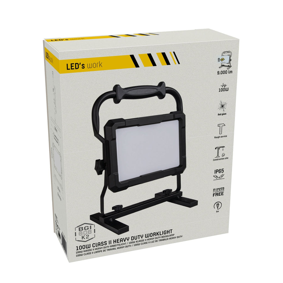 Professionele LED bouwlamp 100W – Rough Service Tested – 5 meter snoer – 9000 lumen – IP65 Bouwlampen led.gl