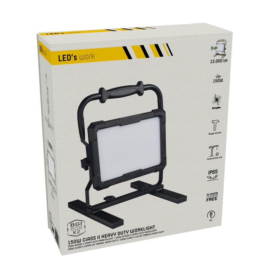 LED's Work Professionele LED Bouwlamp 13000 - Rough Service Tested - 5 meter snoer - 150W - IP65 Bouwlampen led.gl
