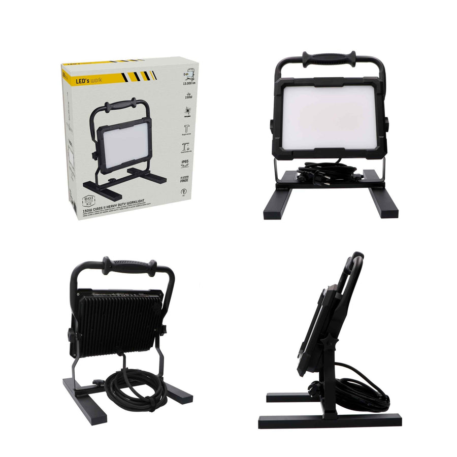 LED's Work Professionele LED Bouwlamp 13000 - Rough Service Tested - 5 meter snoer - 150W - IP65 Bouwlampen led.gl