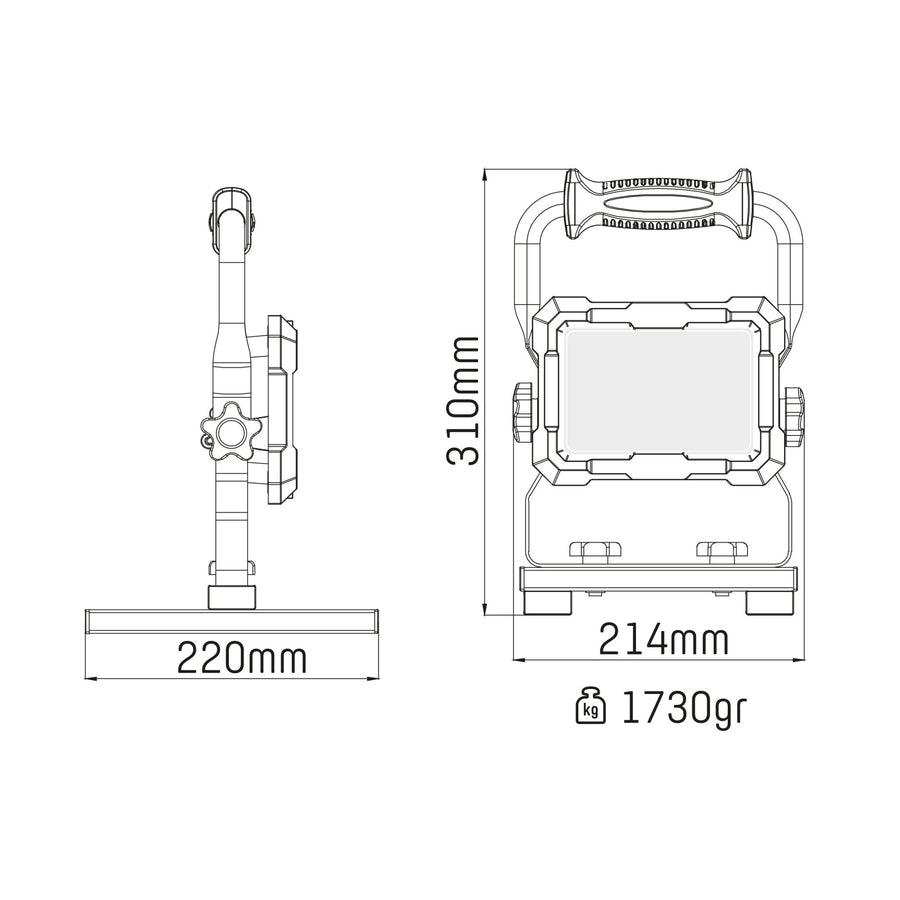 LED's Work Professionele LED Bouwlamp 4500 - Rough Service Tested - 5 meter snoer - 50W - IP65 Bouwlampen led.gl