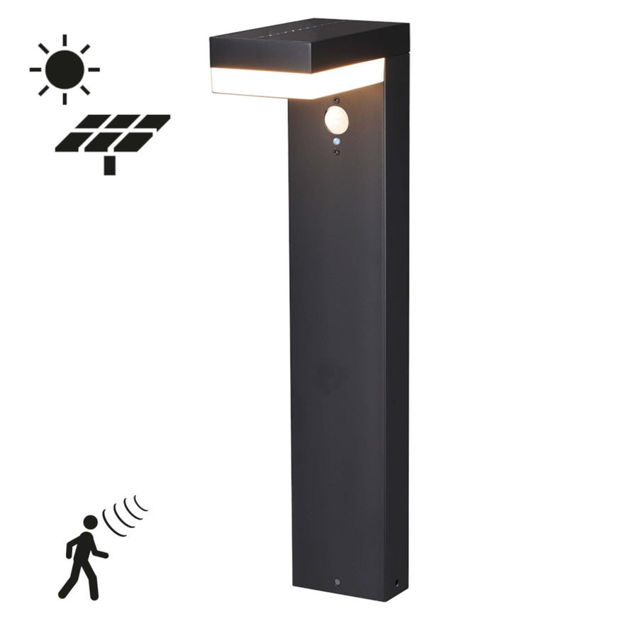 LED's Light RVS Solar LED Tuinlamp Paallamp met Bewegingssensor - Draadloos - 3 standen - Zwart Buitenlampen led.gl