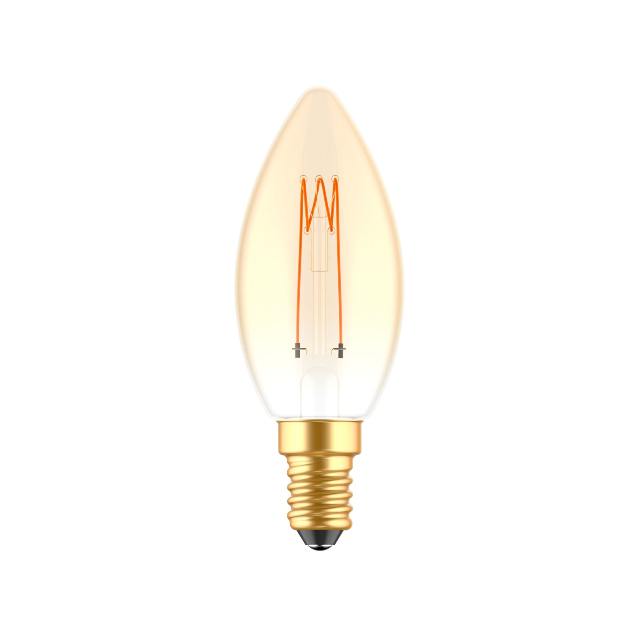 LED's Light LED Kaarslamp goud E14 - Gloeilamp design - Dimbaar extra warm wit - 1800K Decoratieve Lichtbronnen led.gl