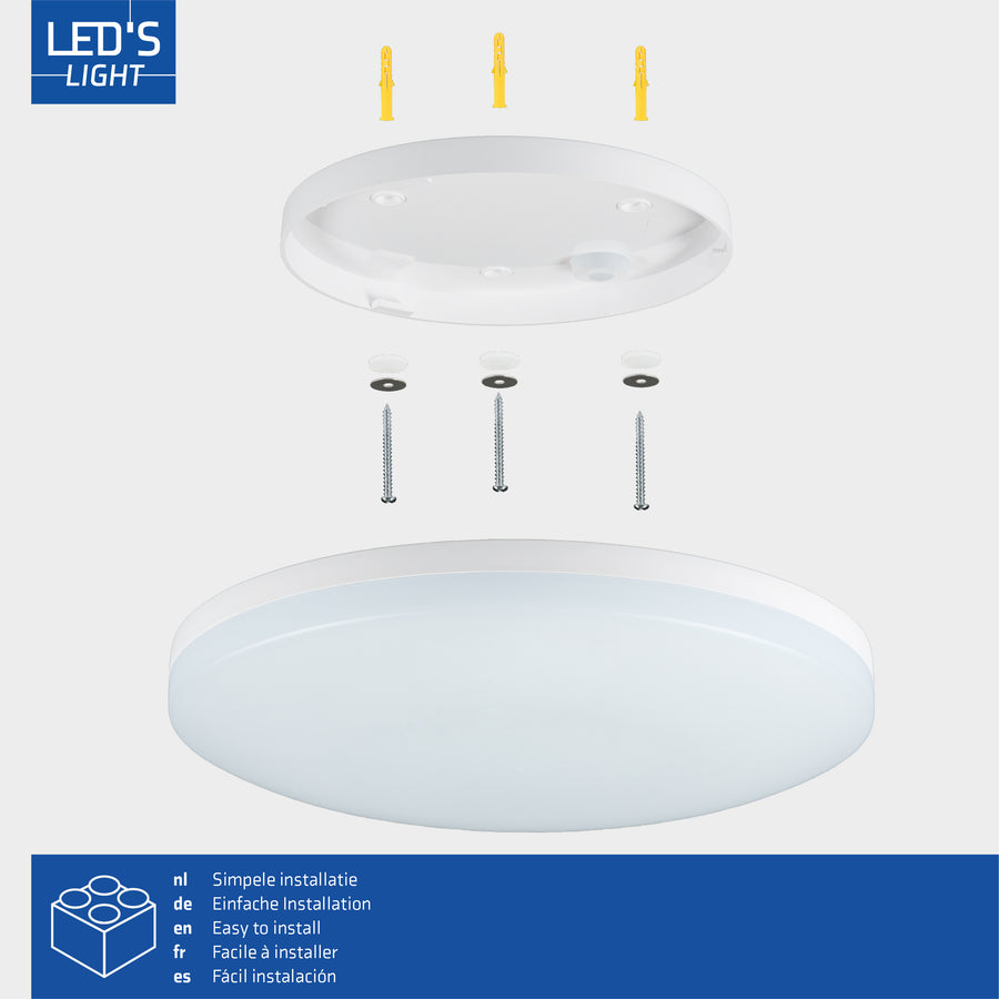 LED's Light Plafondlamp 30 cm - dimbaar in 6 standen - Alle binnenruimtes - IP54 Plafondlampen led.gl