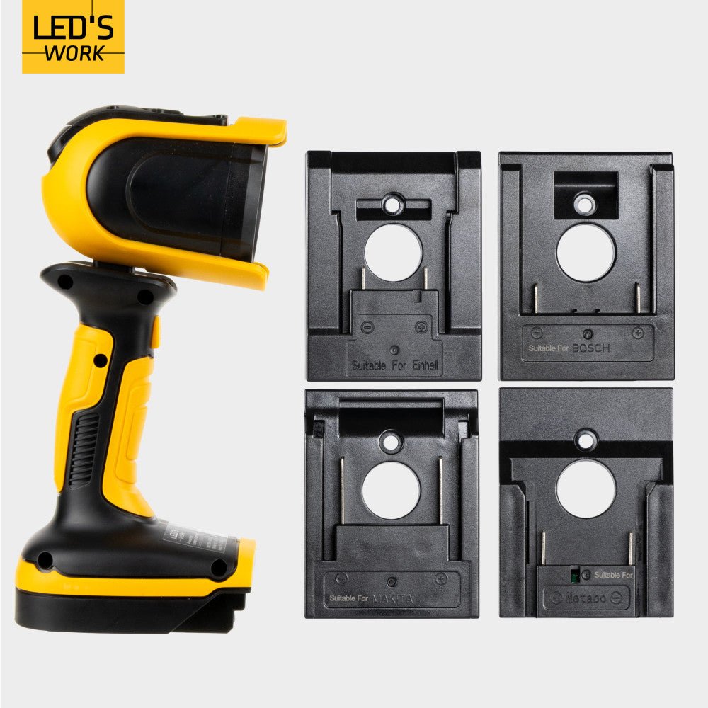 LED's Work 18V Accu werklamp incl Adapters voor elektrisch gereedschap - 5W 500lm 5000K - IP20 IK08 Werklampen led.gl