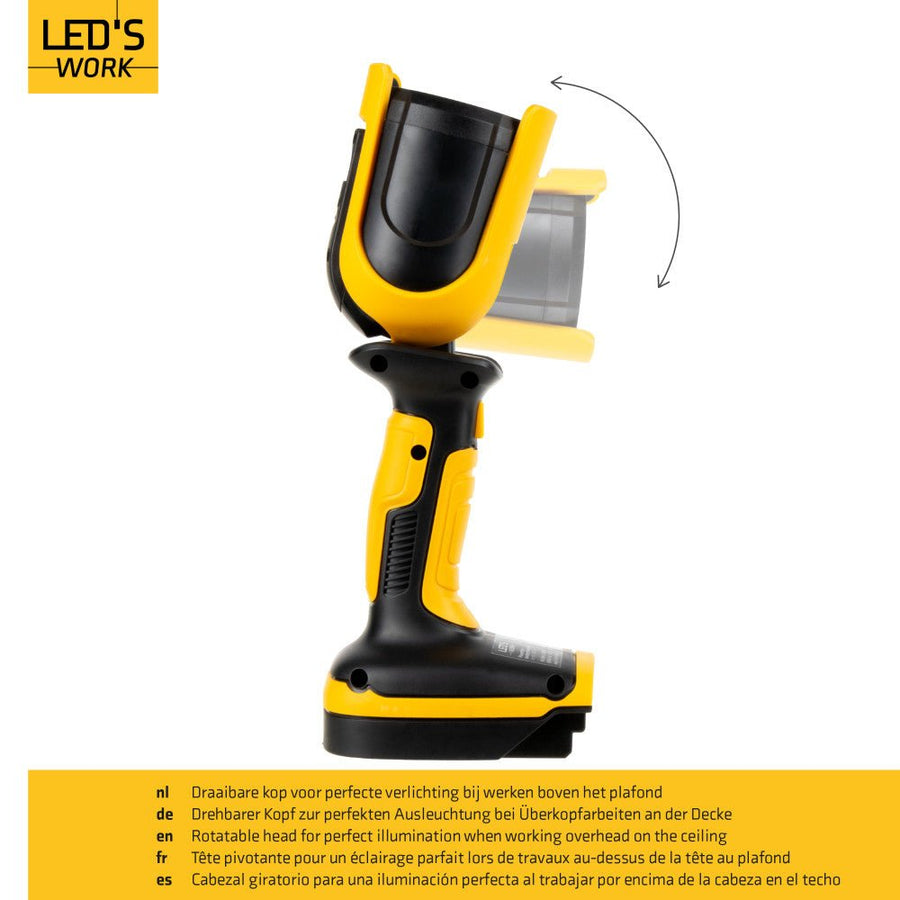 LED's Work 18V Accu werklamp incl Adapters voor elektrisch gereedschap - 5W 500lm 5000K - IP20 IK08 Werklampen led.gl