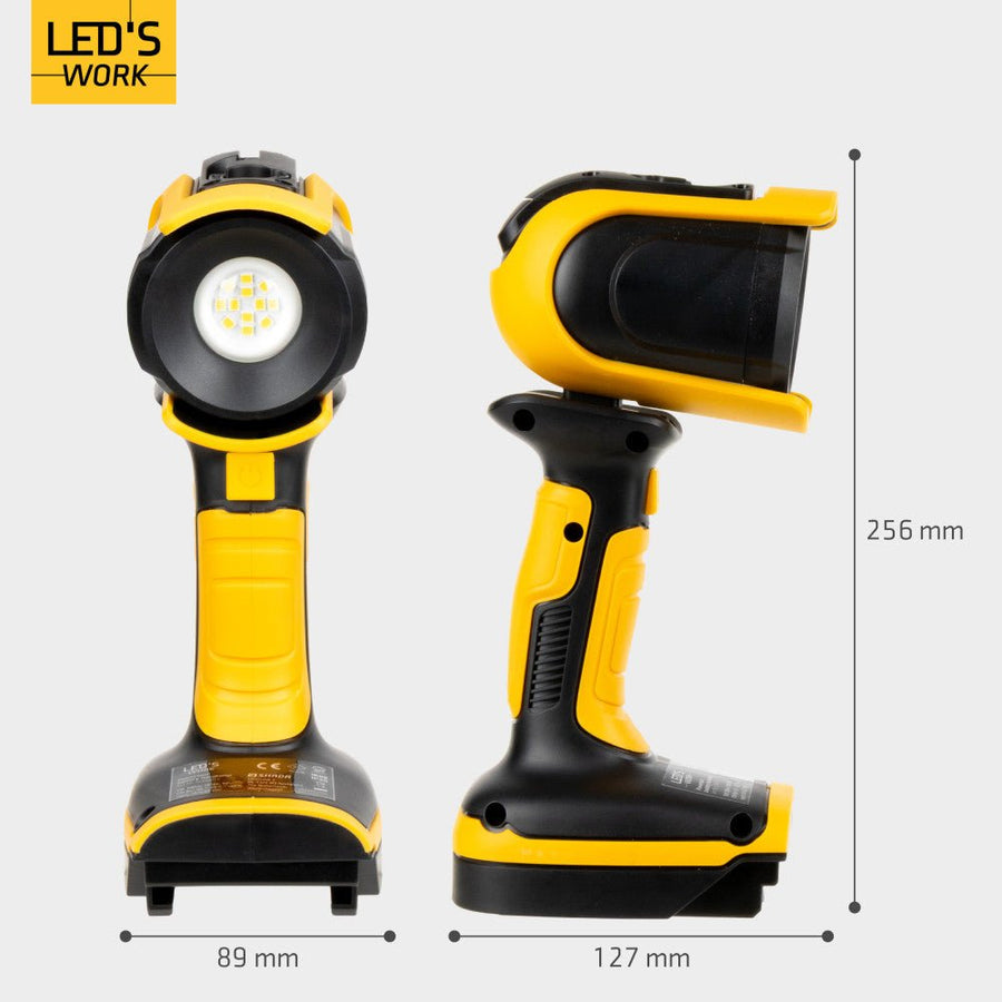 LED's Work 18V Accu werklamp incl Adapters voor elektrisch gereedschap - 5W 500lm 5000K - IP20 IK08 Werklampen led.gl