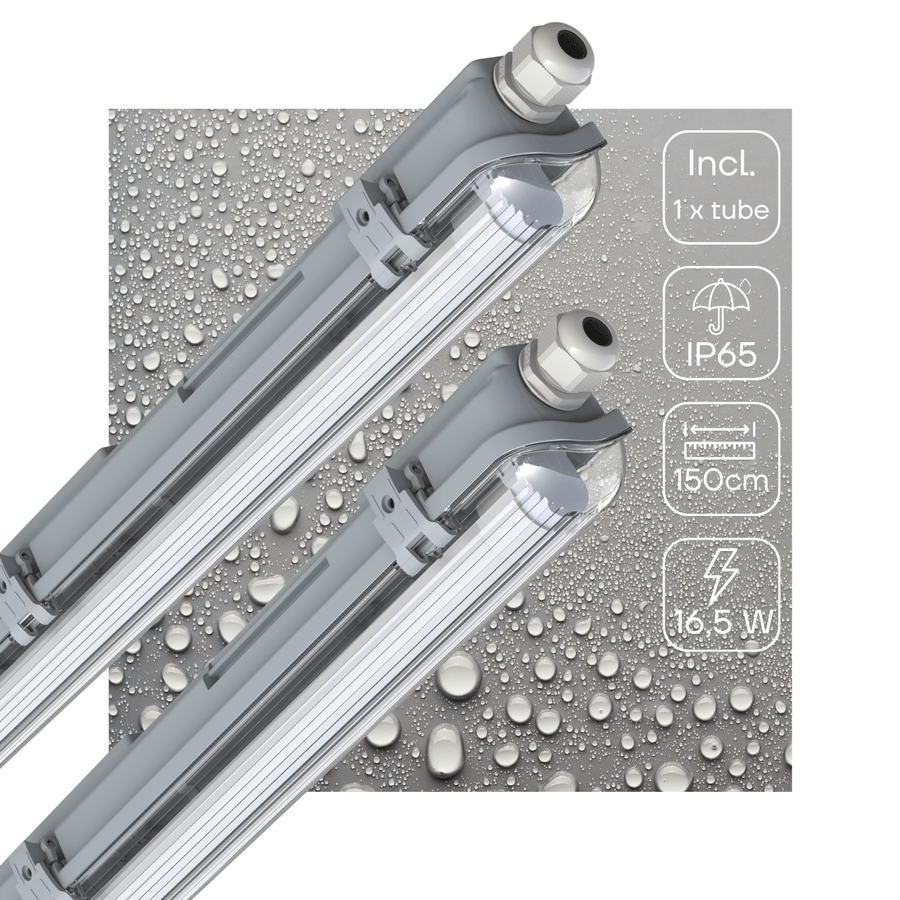 2 PACK -LED's Light Complete LED TL lamp met LED buis 150 cm - Binnen en buiten - 3060lm - 16.5W - 4000K - 185lm/w - Energielabel B led.gl