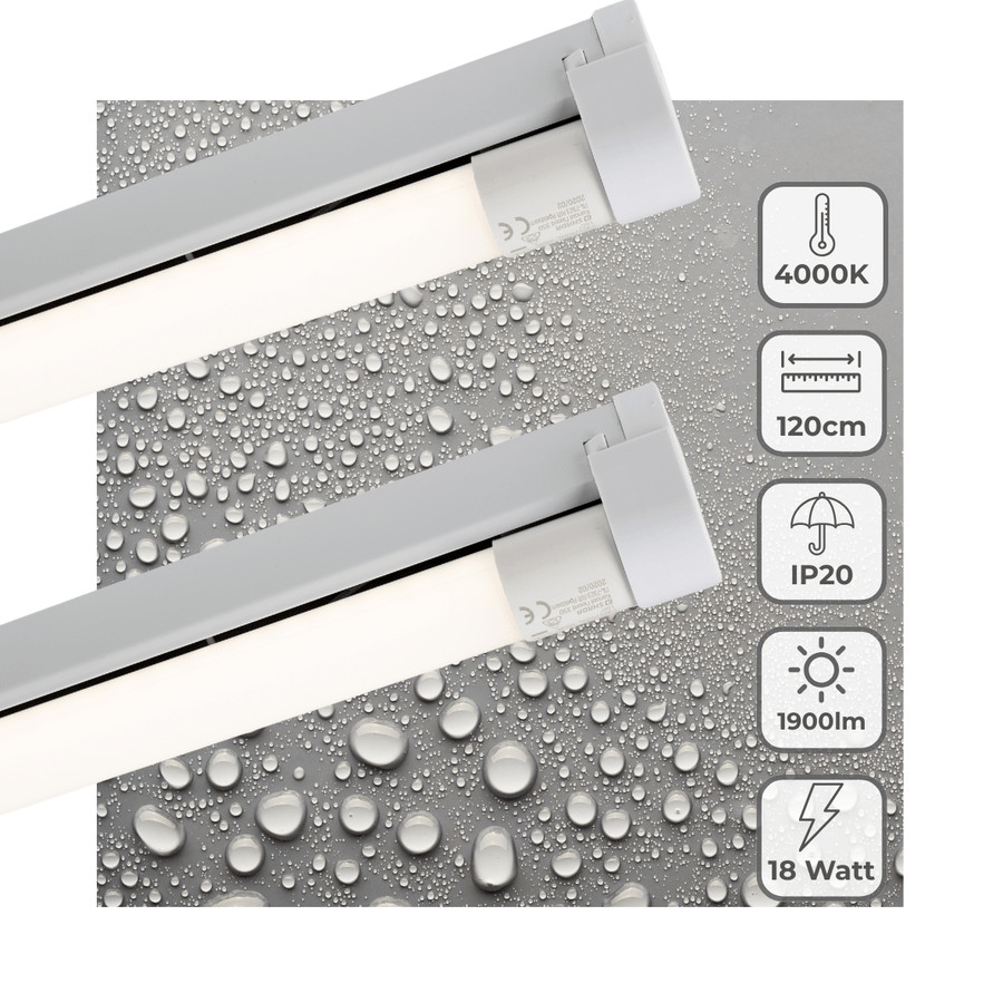 2 PACK - LED's Light LED licht balk 120 cm voor binnen - Armatuur inclusief LED TL buis - 1900 lm TL verlichting led.gl