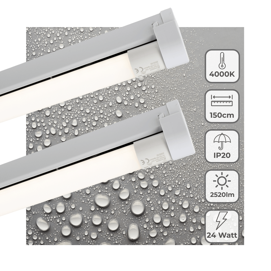 2 PACK - LED's Light LED licht balk 150 cm voor binnen - Armatuur inclusief LED TL buis - 2520 lm TL verlichting led.gl