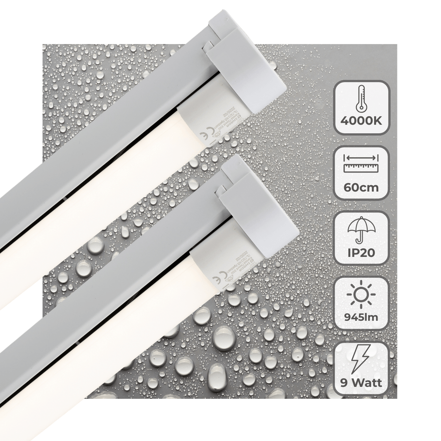 2 PACK - LED's Light LED licht balk 60 cm voor binnen - Armatuur inclusief LED TL buis - 1000 lm TL verlichting led.gl