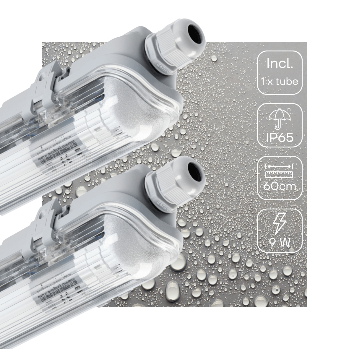 2 PACK - LED's Light LED TL armatuur 60 cm compleet met LED TL buis - 1080lm - 9W - 4000K led.gl
