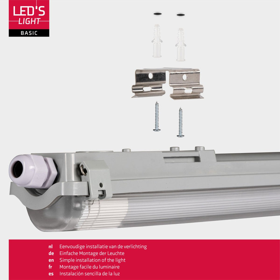 6 PACK - LED's Light LED TL armatuur met lamp 120 cm - Koud wit licht 6500 K - Waterdicht - Complete set led.gl