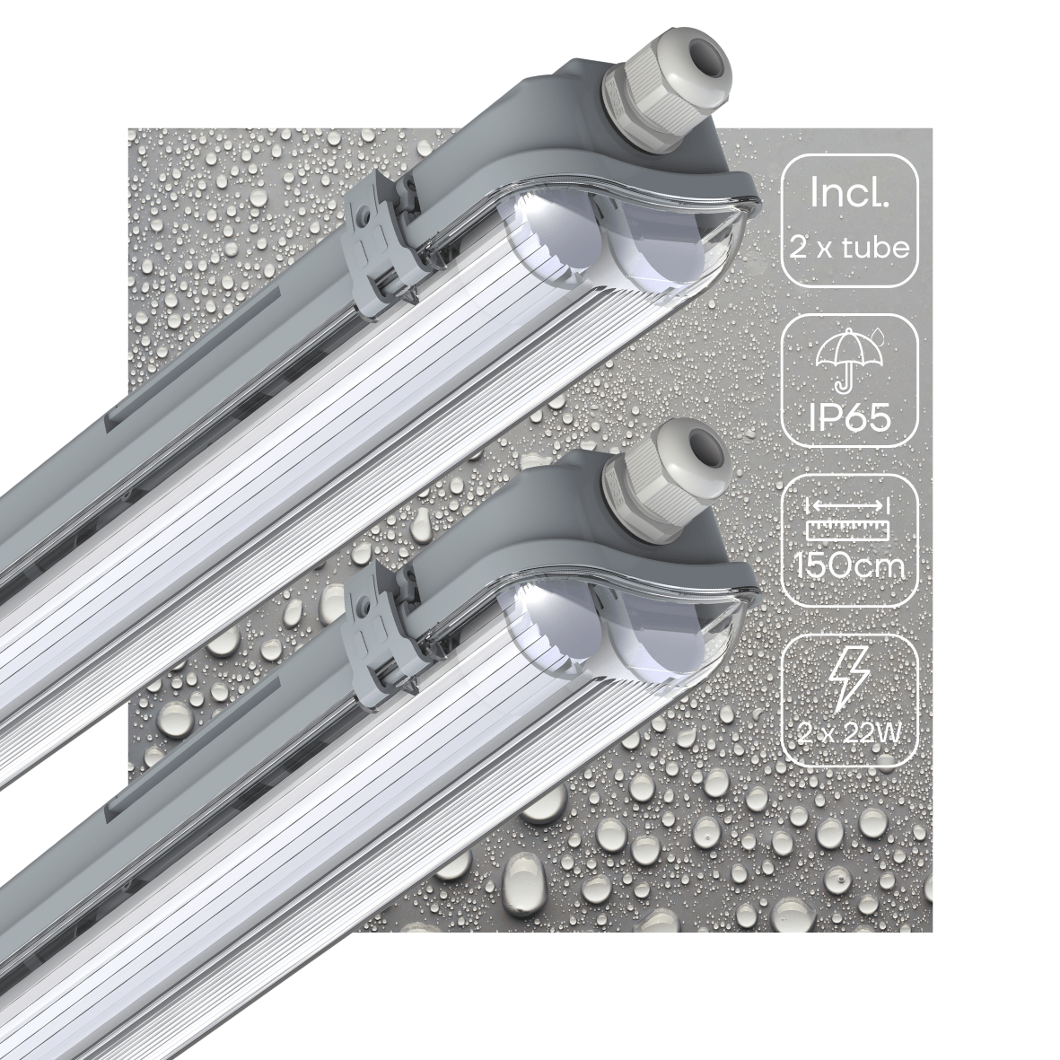 2 PACK - LED's Light LED TL dubbel armatuur 150 cm - Compleet met 2 LED TL buizen 150 cm - 5760lm led.gl