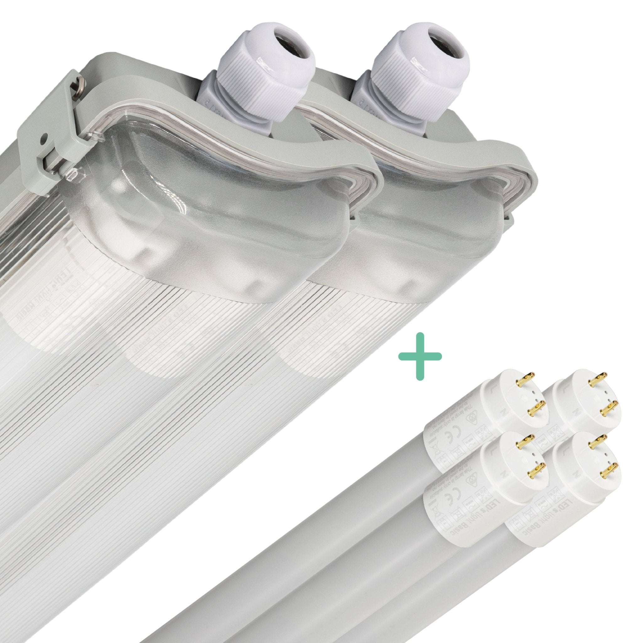 2 PACK - LED's Light LED TL dubbel armatuur 60 cm - Compleet met 2 LED TL buizen 60 cm - 2160lm led.gl