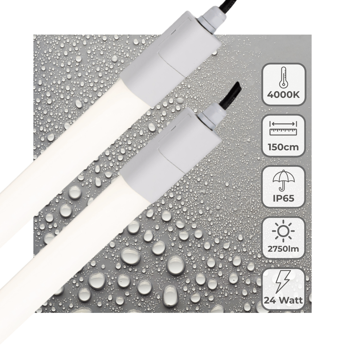 2 PACK - LED's Light LED TL verlichting compleet 150 cm - Geschikt voor buiten en binnen - 2750 lm TL verlichting led.gl