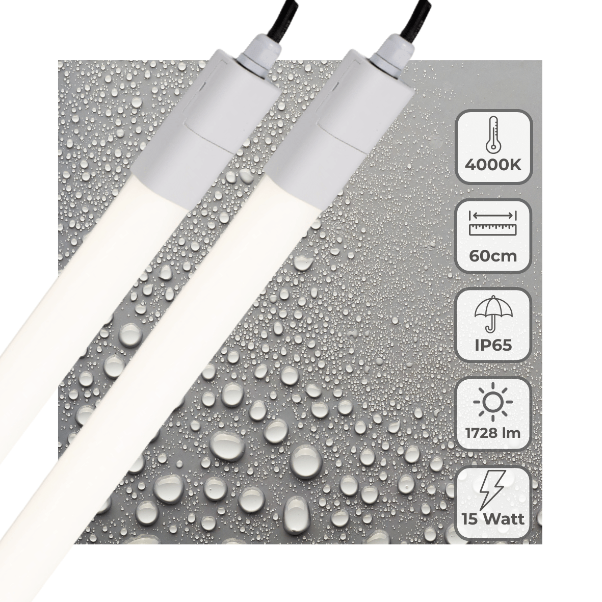 2 PACK - LED's Light LED TL verlichting compleet 60 cm - Geschikt voor buiten en binnen - 1725 lm TL verlichting led.gl