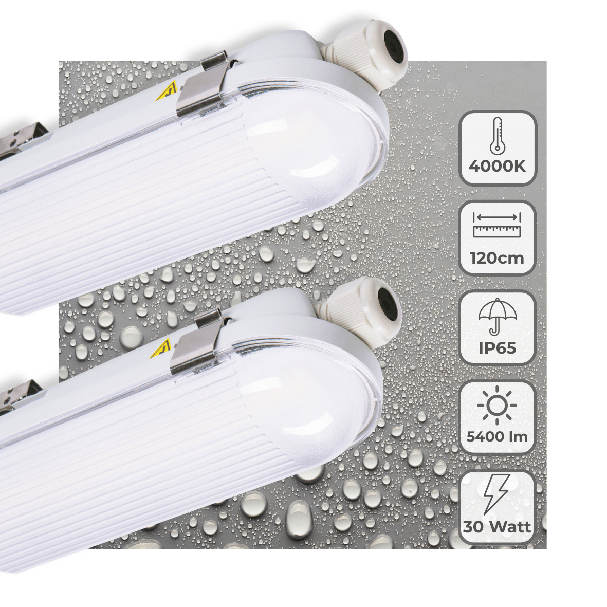 2 PACK - LED's Light Pro Philips TL armatuur met strip 120 cm - Koppelbaar - Power switch - Energielabel B - 5400 lm - 185lm/w - 30W - 4000K TL verlichting led.gl
