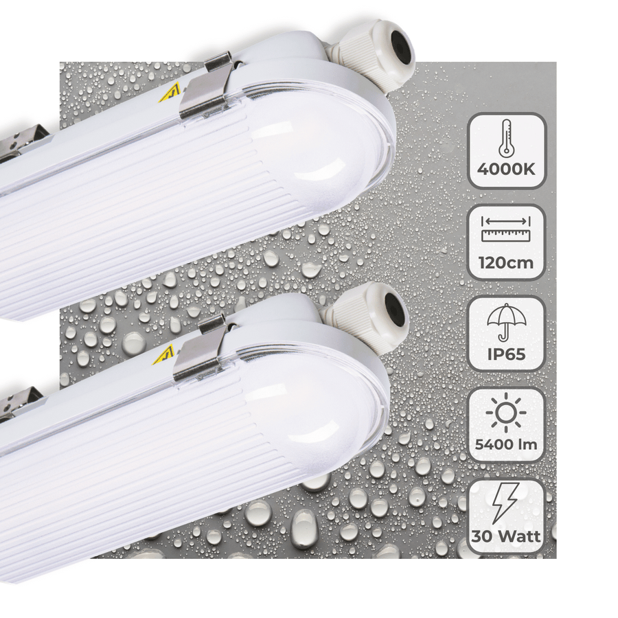 2 PACK - LED's Light Pro Philips TL armatuur met strip 120 cm - Koppelbaar - Power switch - Energielabel B - 5400 lm - 185lm/w - 30W - 4000K TL verlichting led.gl