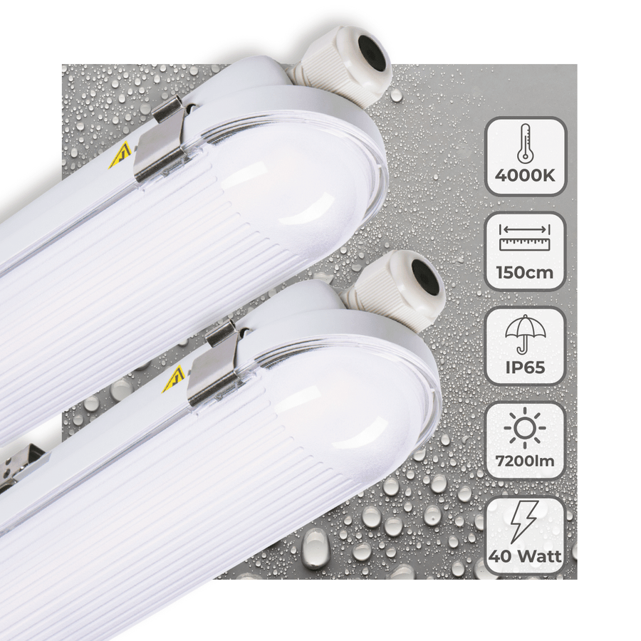2 PACK - LED's Light Pro Philips Koppelbare TL armatuur 150 cm - 40W - Energielabel B - Dimbaar licht - 7200 lm - 180Lm/W - IP65 - 4000K - IK08 TL verlichting led.gl