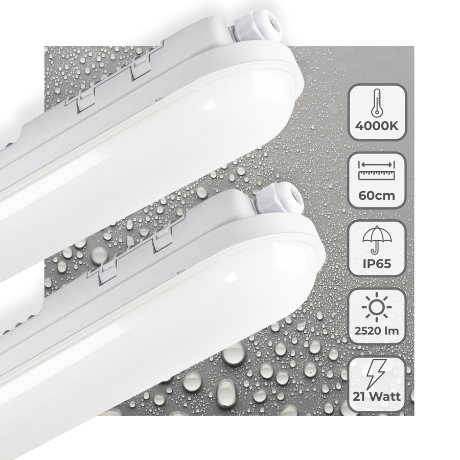 2 PACK - LED's Light Pro TL armatuur 60 cm – Geschikt voor binnen en buiten – 2500 lumen – IP65 waterdicht TL verlichting led.gl