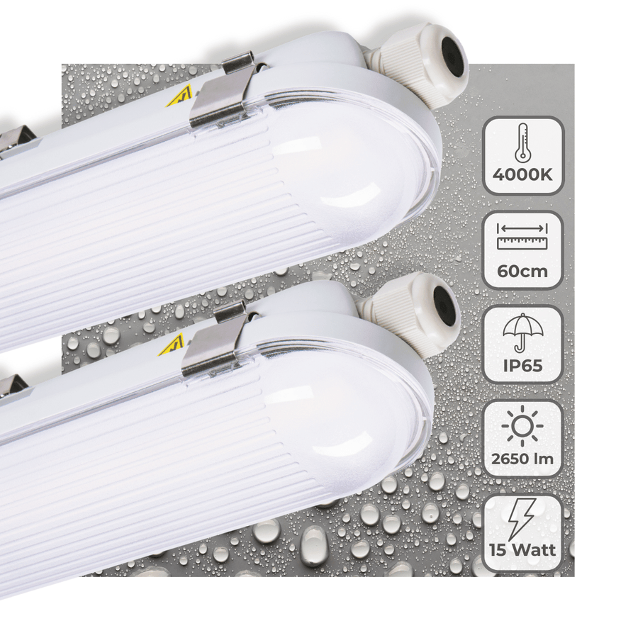 2 PACK - LED's Light Pro Philips TL Armatuur Strip 60 cm - Koppelbaar - Energielabel B - IP65 waterdicht - 2650 lm - 175lm/w TL verlichting led.gl