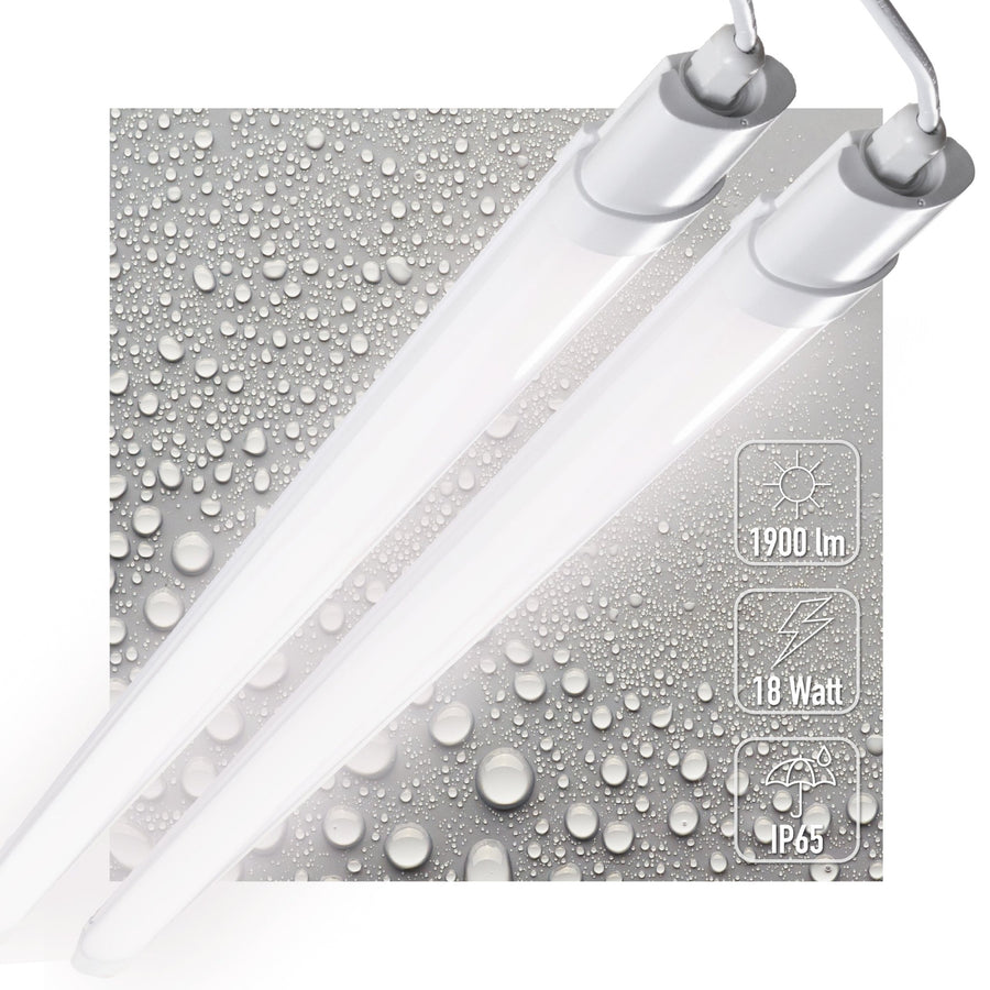 2 PACK - LED's Light TL Licht balk Batten 120 cm - Geschikt voor alle binnen en vochtige ruimtes - 18W - IP65 - IK08 - 1900lm TL verlichting led.gl