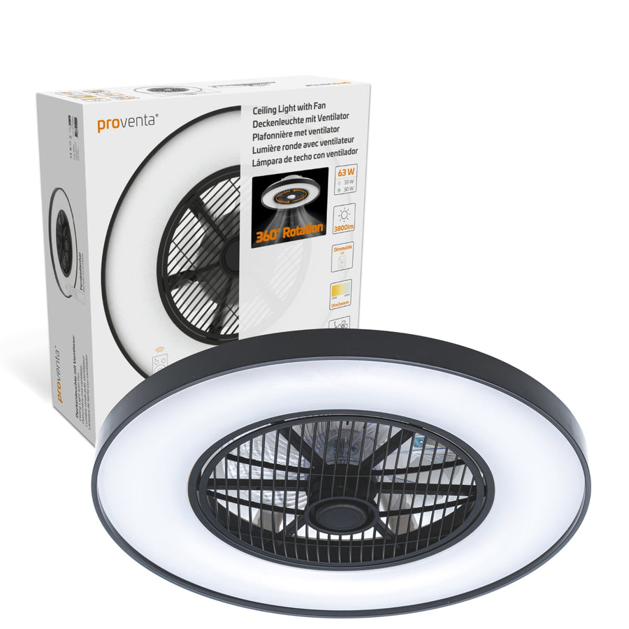 Proventa 3D Air Plafondlamp met Ventilator 60cm - Full room luchtcirculatie - Zomer & Winterstand – Licht en kleurtemperatuur instelbaar Plafondventilatoren led.gl