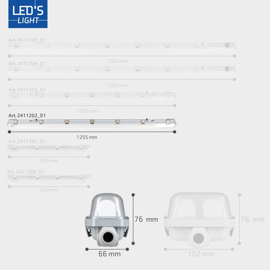 4 PACK -LED's Light Complete LED TL lamp met LED buis 150 cm - Binnen en buiten - 3060lm - 16.5W - 4000K - 185lm/w - Energielabel B led.gl